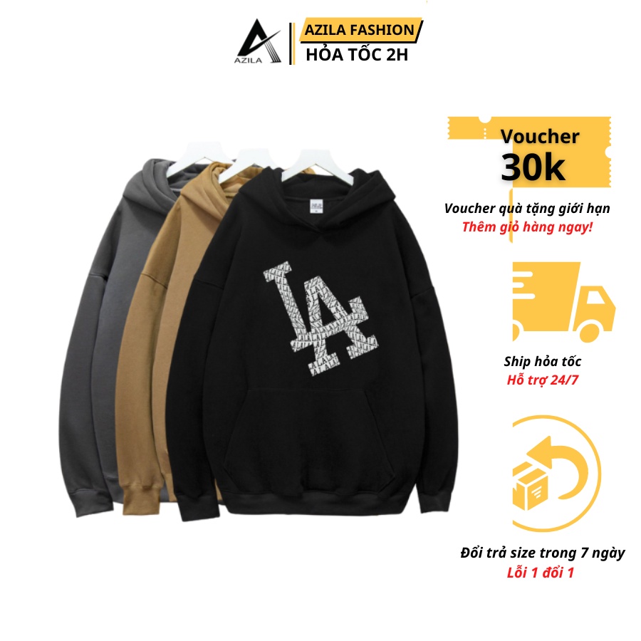 Áo Hoodie Nam Nữ Azila TD131 Nỉ Bông Cao Cấp Chữ LA Form Unisex 5 Màu