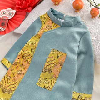 [GIÁ TỐT] Áo dài diện Tết bé trai cách tân cao cấp nhung & gấm ảnh shop chụp thật
