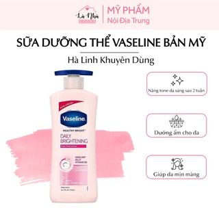 Sữa dưỡng thể Vaseline Healthy White UV Lightening Body Lotion 725ml Hà Linh khuyên dùng, kem body vaseline hồng.