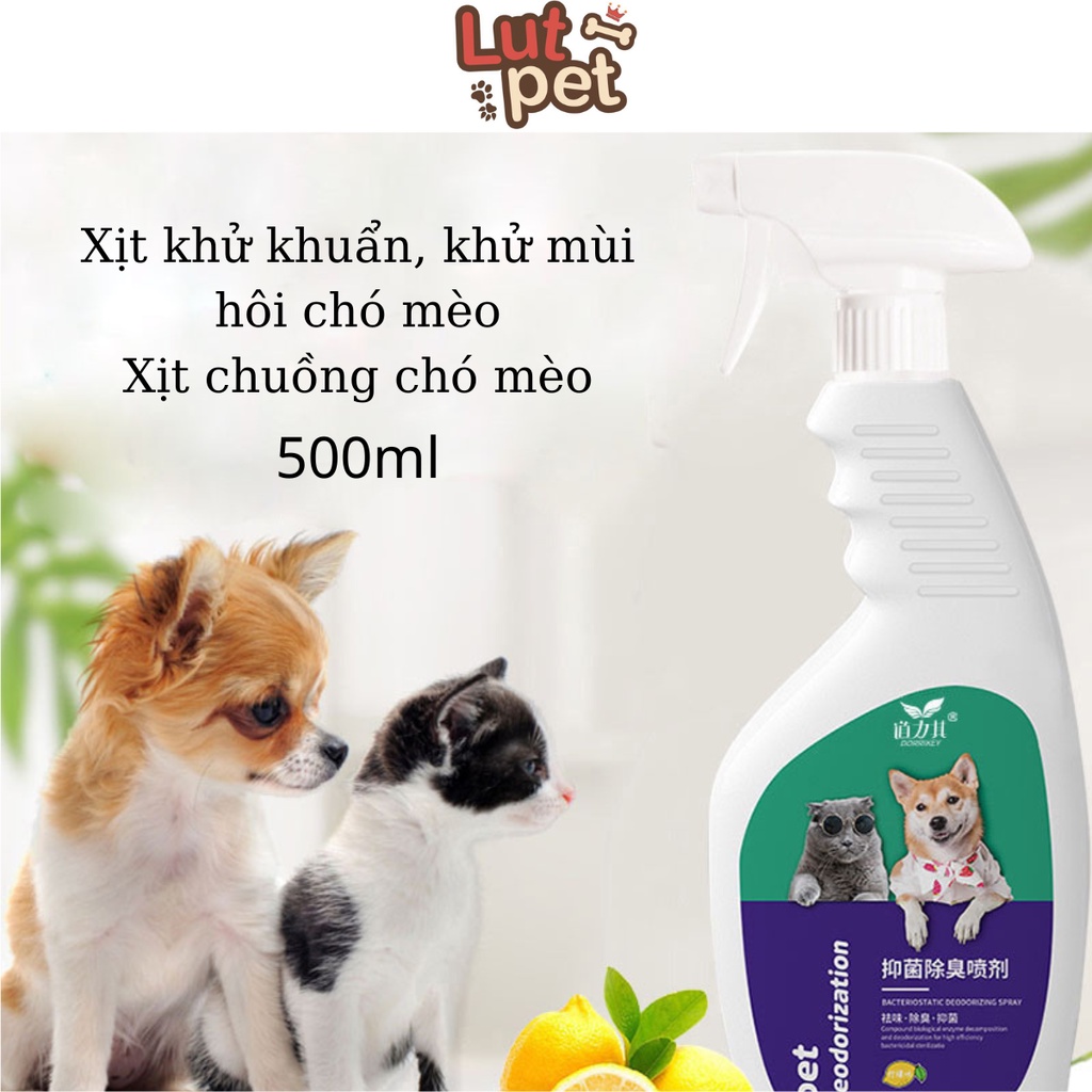 Xịt khử mùi, khử khuẩn Dorrikey cho thú cưng, xịt chuồng vệ sinh chó mèo (500ml) - lutpet