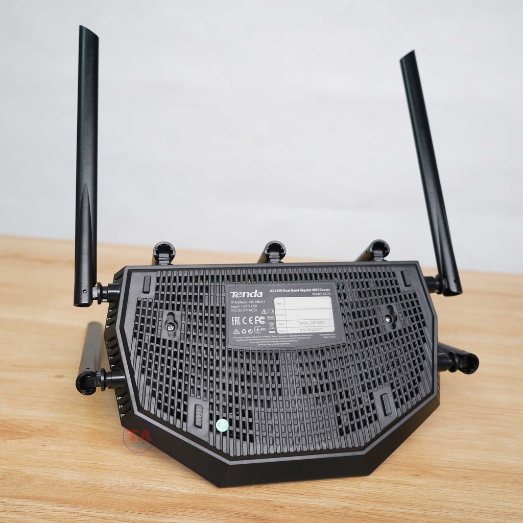 Bộ Phát Wifi Tenda AC23 - Hai Băng Tần - Tốc Độ 2100Mbps - 7 anten 6dbi Cho Khả Năng Phủ Sóng Mạnh Mẽ