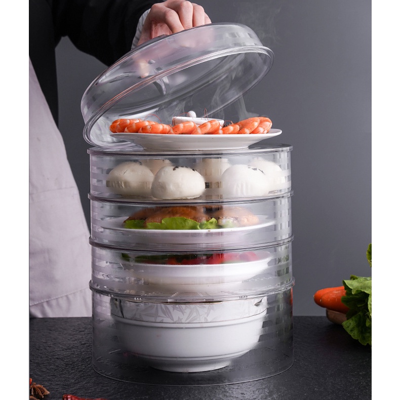 (HCM HỎA TỐC) Lồng bàn đa tầng cao cấp đậy thức ăn xếp tầng tiết kiệm không gian