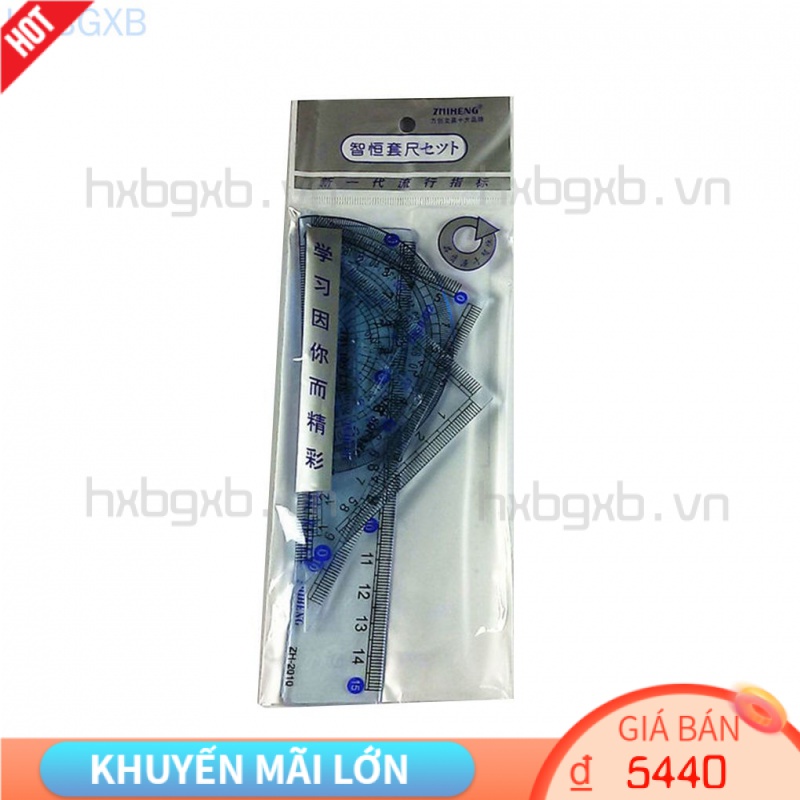 4 Thước đo góc thẳng bằng nhựa sử dụng tiện lợi cho trường học / văn phòng