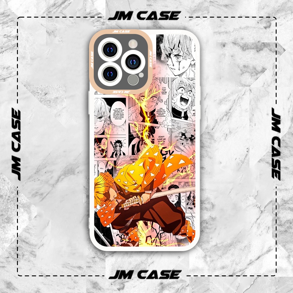 Ốp lưng iphone cạnh vuông JMCase Zenitsu Collage Kimetsu No Yaiba Manga Anime /8plus/x/xs/11/12/pro/max/plus/promax