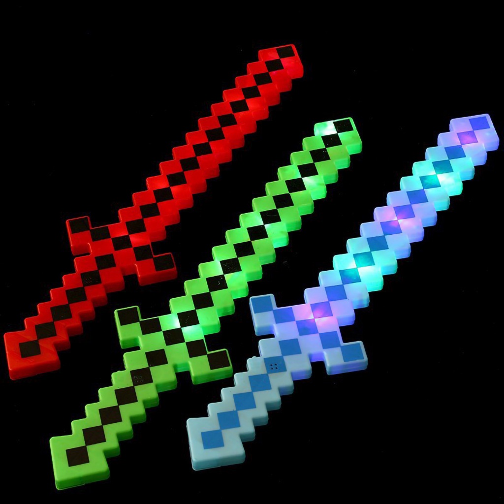 Kiếm Đồ Chơi Phát Sáng Phong Cách Mosaic Chủ Đề Minecraft
