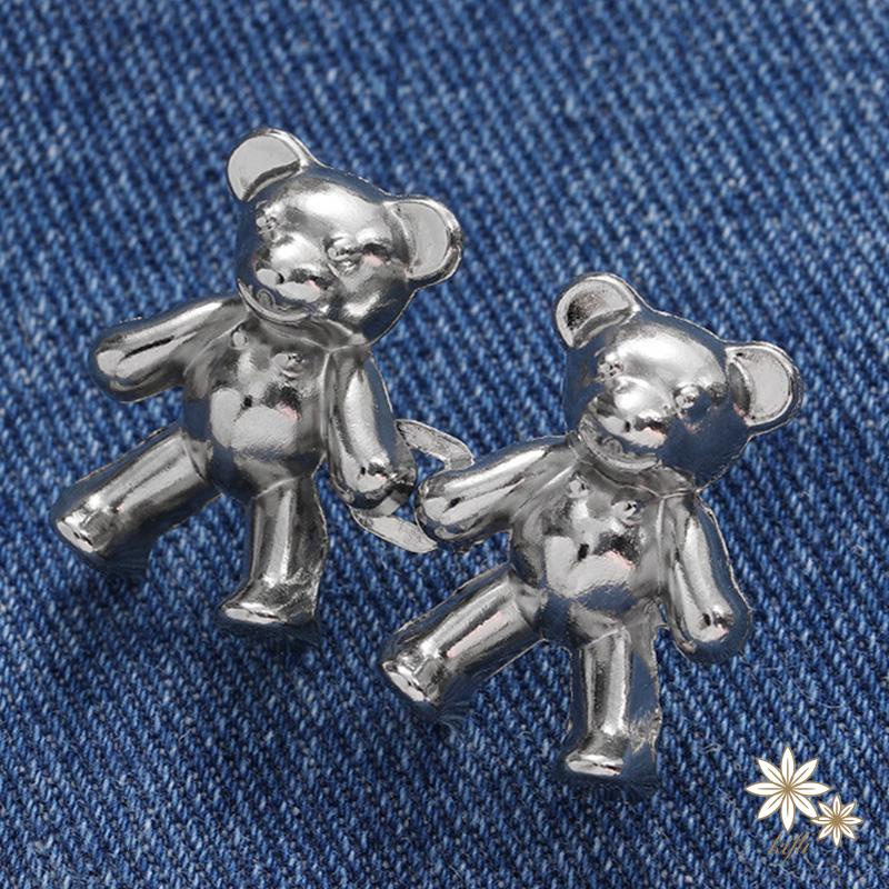 Cặp Nút Hình Gấu Hoạt Hình Dễ Thương Đóng Eo Quần Jean Không Cần Đóng Đinh Có Thể Tháo Rời