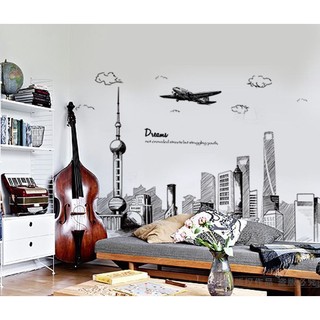 Decal dán tường Thành phố phác thảo