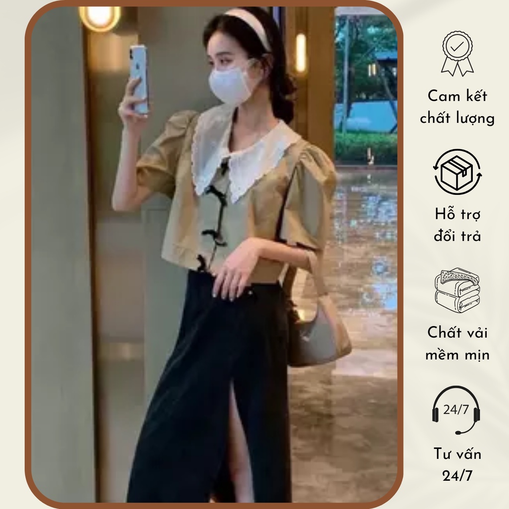 Áo sơ mi nữ phối cổ zen (Chất liệu đũi lạnh) • 2ENDSHOP