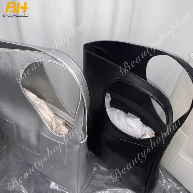 Túi Tote Đeo Vai Màu Đen / Bạc Sức Chứa Lớn Thời Trang Thu Đông 2022