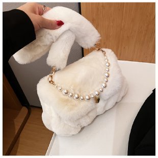 Túi Xách Đeo Vai Lông Thỏ Giả Sức Chứa Lớn Đính Ngọc Trai Phong Cách Mới Chất Lượng Cao Cho Nữ