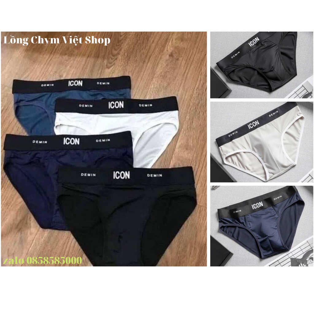 Đồ Lót (Chíp) Tam Giác Icon Nam chất vải thun lạnh cao cấp thoáng Mát co giản 4 chiều,quần sịp nam có sezi trên 80kg