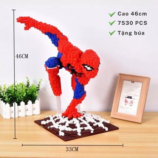 Siêu nhân nhện bay spiderman cao 46cm mô hình lắp ráp phát triển trí tuệ tặng búa láp ghép