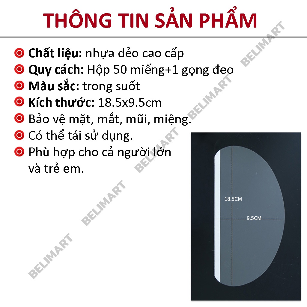 Miếng dán trán che mặt khi làm tóc, làm hóa chất giúp bảo vệ mắt, mũi, miệng BELIMART BL053