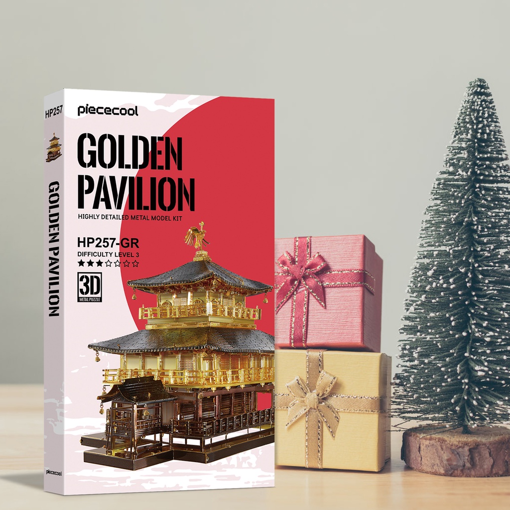 Bộ Đồ Chơi Lắp Ráp Mô Hình 3D Bằng Kim Loại Màu Vàng Kim Dùng Làm Quà Tặng Giáng Sinh DIY