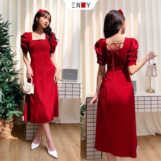 Đầm thiết kế dự tiệc cột nơ lưng ENVY D63 dáng midi