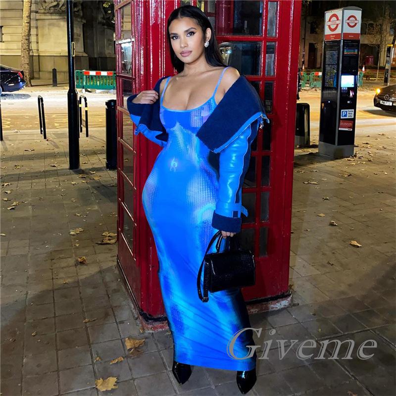 Đầm Dài Hai Dây Ôm Dáng Khoét Sâu Gợi Cảm Cho Nữ