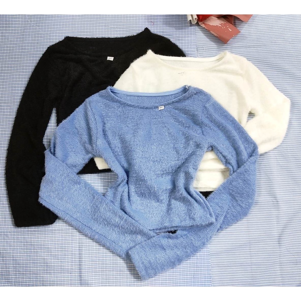 Áo Croptop Lông Tay Dài Cổ Tròn