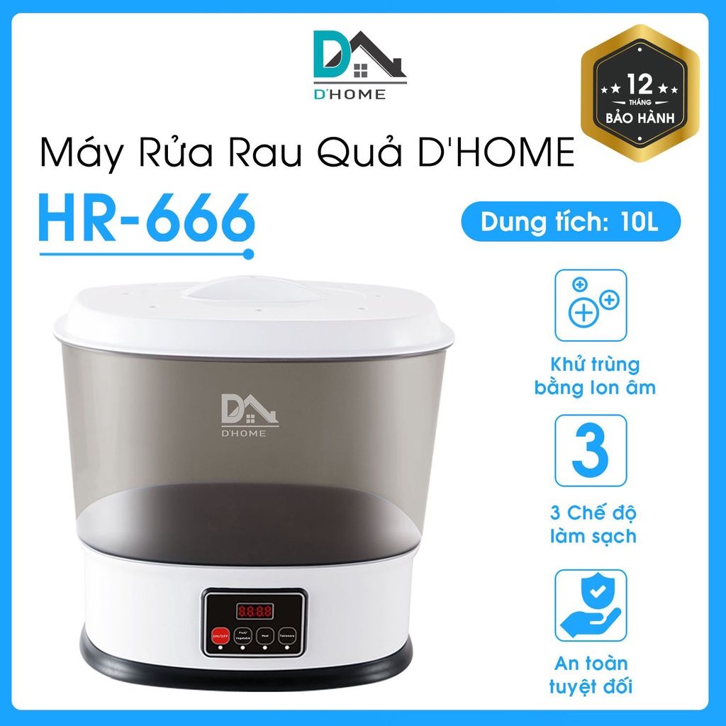 Máy rửa rau củ Dhome HR-666 - Khử trùng thực phẩm, Rau củ quả, các loại thịt, Thủy hải sản bằng sục Ozone 10L