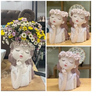 Bình hoa cô gái decor trang trí, lọ hoa cô gái vừa cắm hoa vừa trang trí