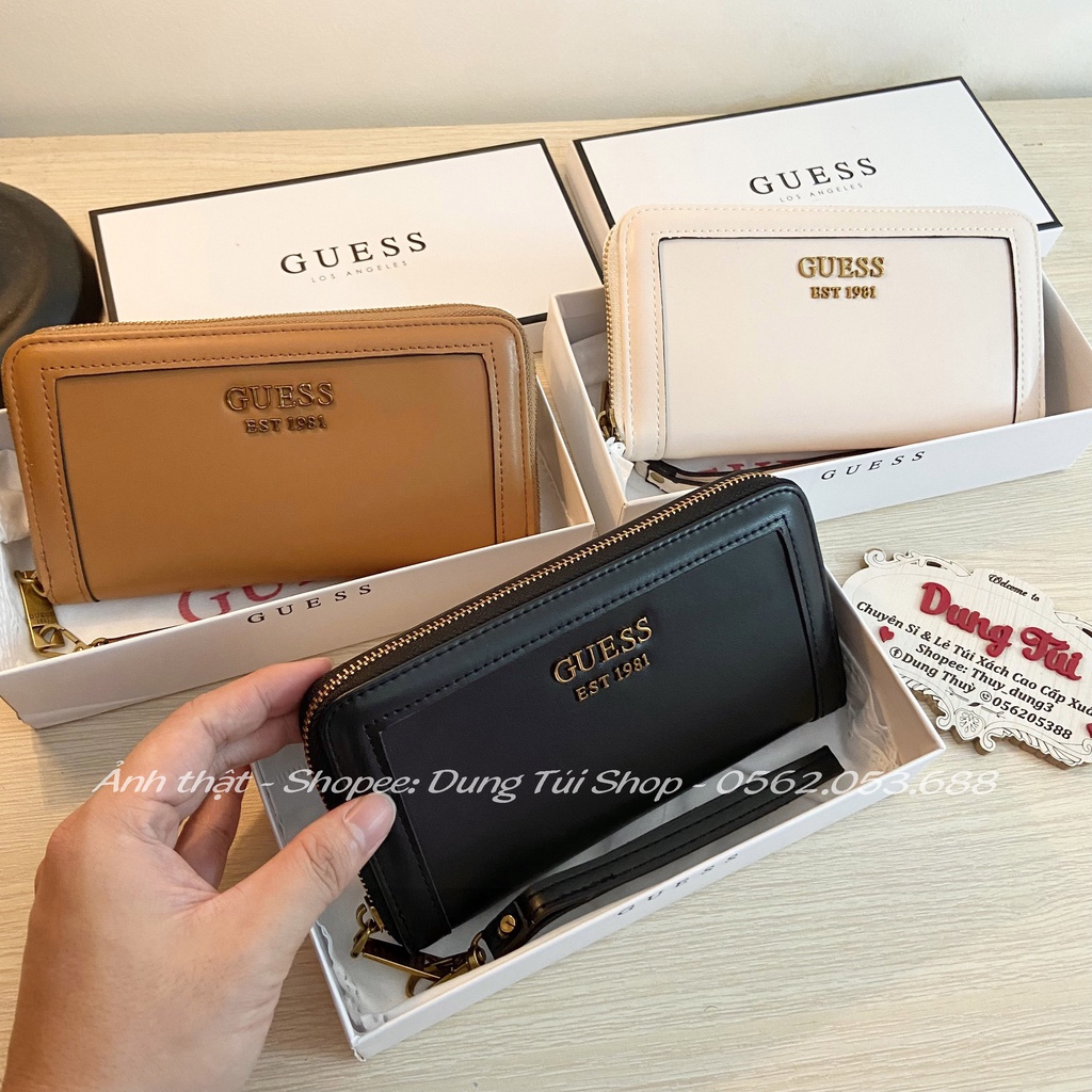 Ví dài nữ Gess size 20 nhiều ngăn da trơn mịn fullbox