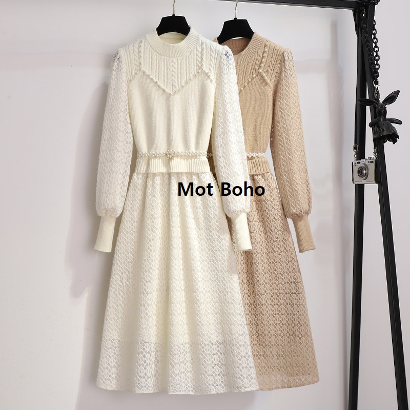 Váy ren mềm kèm đai ngọc