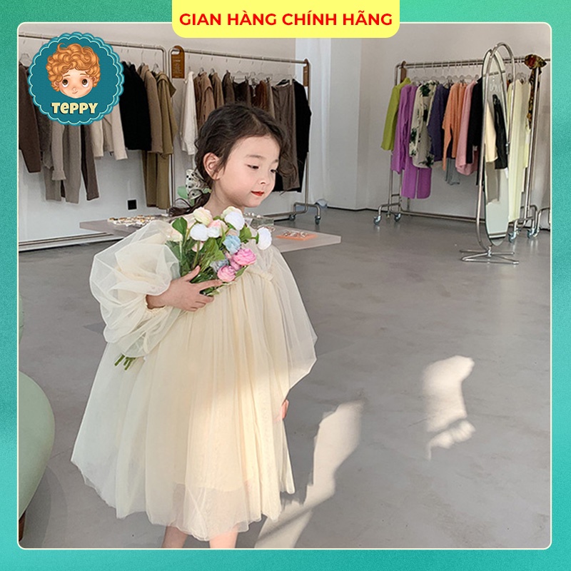 Đầm, váy trắng kem xoè phồng cho bé gái
