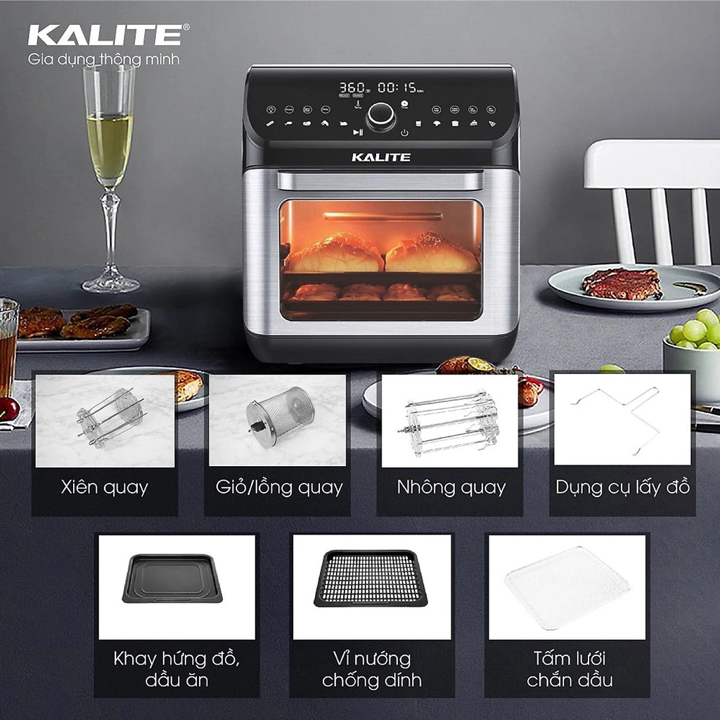 Nồi chiên không dầu KALITE Q12 / KALITE KL1200 12 lít - tặng kèm một chai xịt dầu
