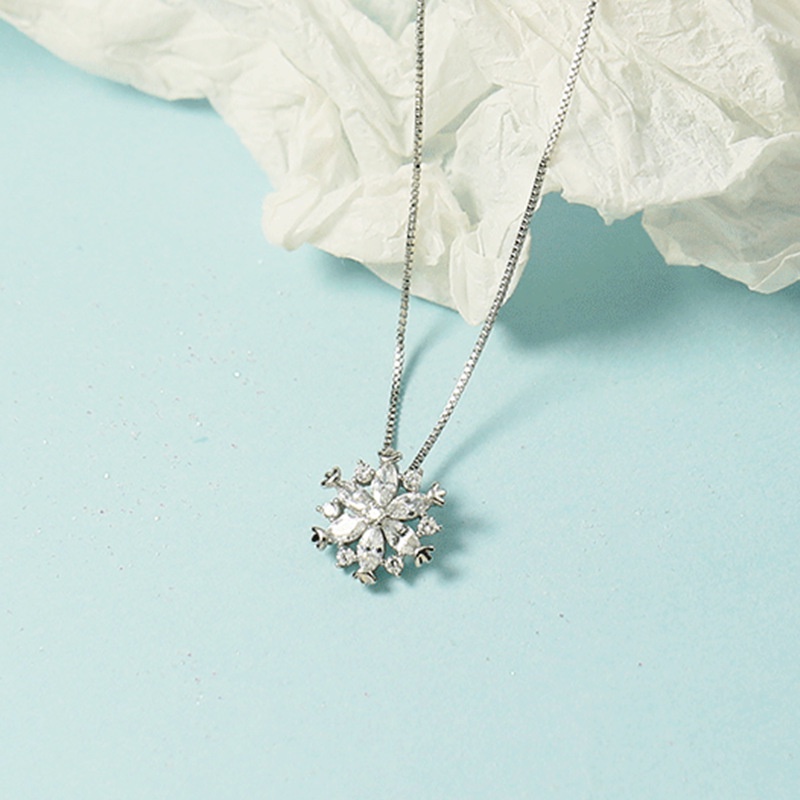 Dây Chuyền Hình Bông Tuyết Đính Đá Toàn Diện Thiết Kế Đơn Giản
