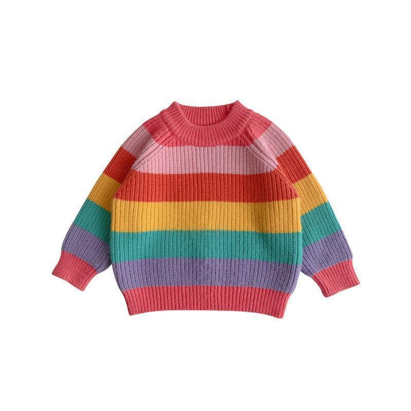 Áo Sweater Màu Cầu Vồng Dễ Thương Thời Trang Cho Bé Gái