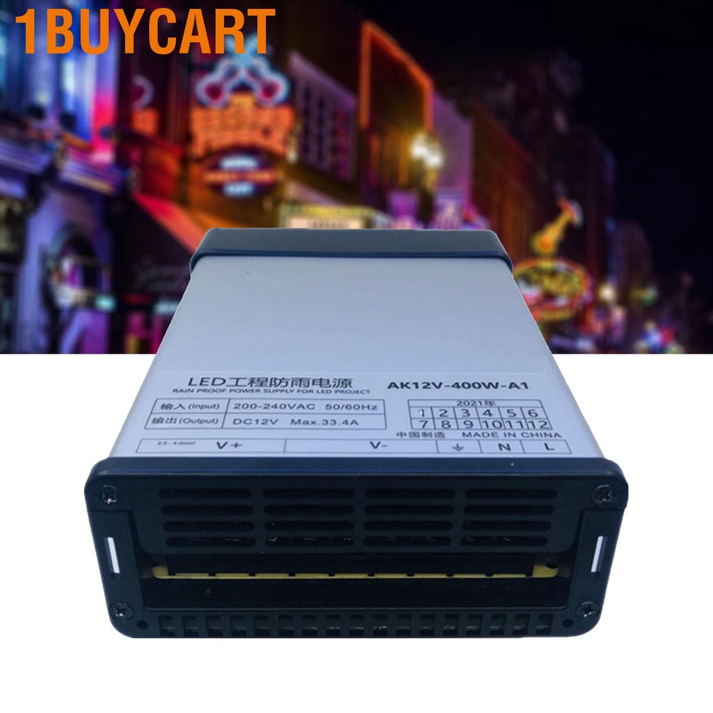 1buycart Rainproof Power Supply 400W Plastic Short Circuit Protection Switching for LED Engineering 12V