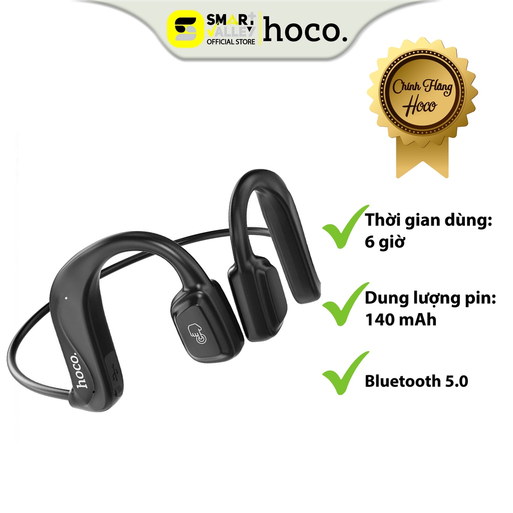 Tai Nghe Bluetooth Hoco ES50 Rima Đeo Cổ Thể Thao, Thiết Kế Móc Tai, Âm Thanh Dẫn Khí, Tai Mở, Tích Hợp Micro Đàm Thoại.