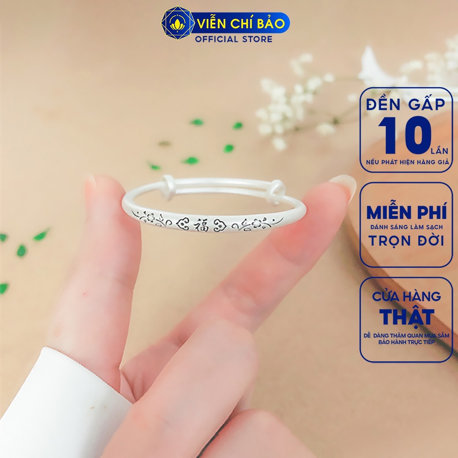 Kiềng tay trẻ em chữ Phúc chất liệu bạc Thái 925 thời trang phụ kiện trang sức Viễn Chí Bảo L000111