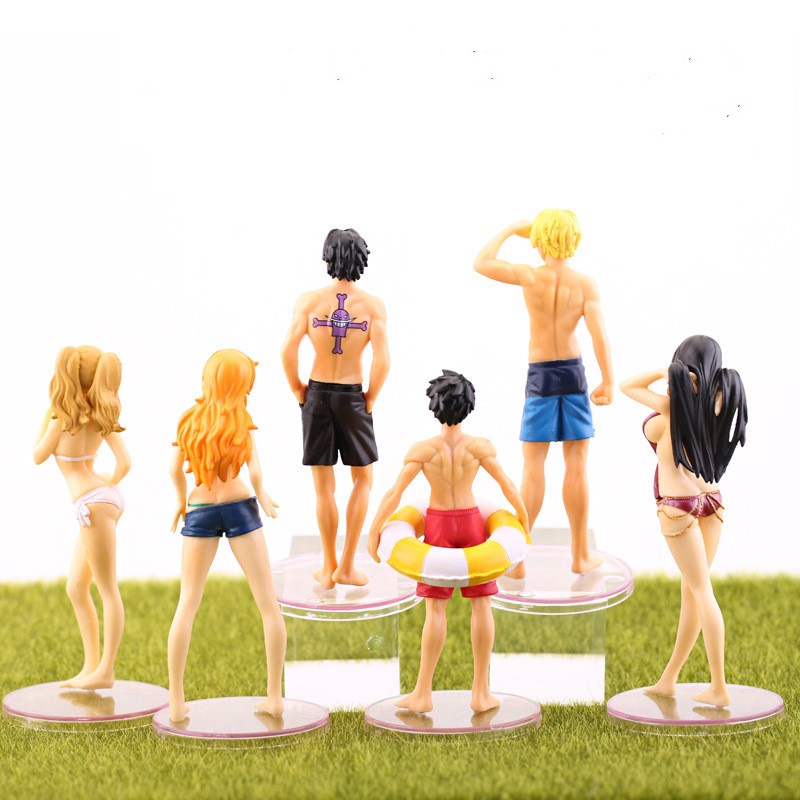 Mô hình băng mũ rơm chibi bãi biên cao 13cm túi OTP - mô hình luffy ace robin nami sabo chibi siêu dễ thương