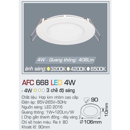 Đèn Led âm trần Afc 668 4W