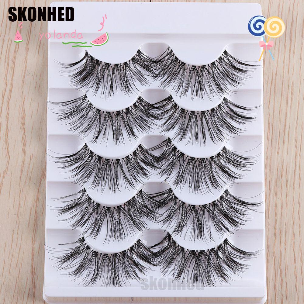 Set 5 Cặp Lông Mi Giả SKONHED Tạo Hiệu Ứng 3D Tự Nhiên Thời Trang Cho Nữ