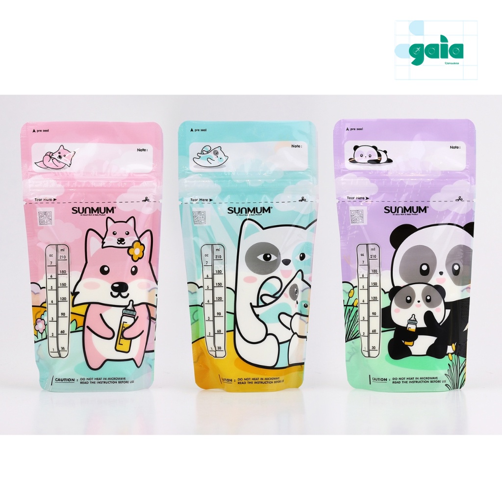 Túi Trữ Sữa SUNMUM Colorful Series Thiết Kế 2 Lớp Khóa Chắc Chắn, Giúp Bảo Quản Sữa Cho Bé An Toàn (90-210ml)