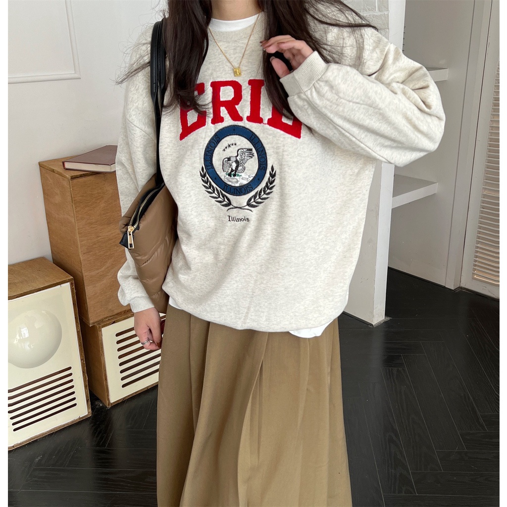 Áo sweater nỉ unisex erie dáng thụng in hình 4 màu Freesize form dưới 65kg mặc đẹp-Minxy shop