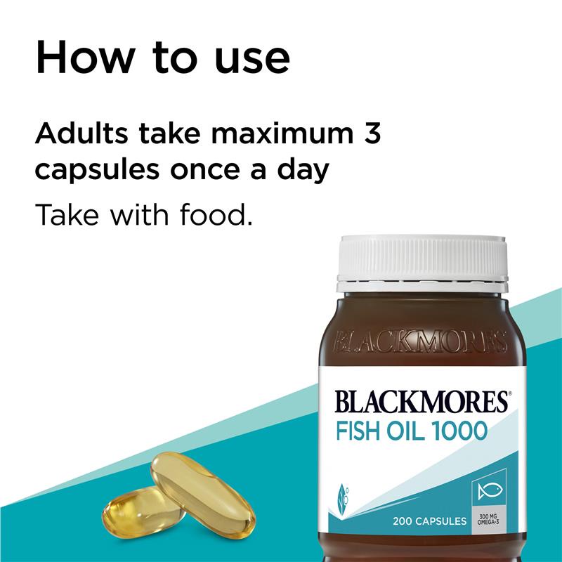 Viên uống dầu cá Blackmores Fish Oil 1000mg Omega-3 200 viên dầu cá tự nhiên hỗ trợ não bộ thị lực tim mạch