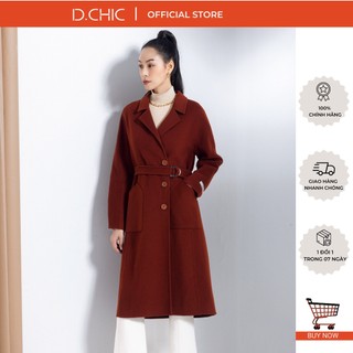 D.chic măng tô dạ handmade 2022 dài cổ 2 ve eo thắt đai ms: 980232