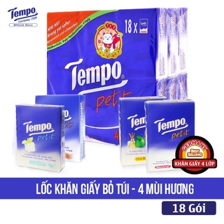 Lốc 18 Gói Khăn Giấy Bỏ Túi Cao Cấp Tempo Loại Nhỏ Siêu Thơm Mịn, Không Gây Kích Ứng, An Toàn Cho Da - Thương Hiệu Đức