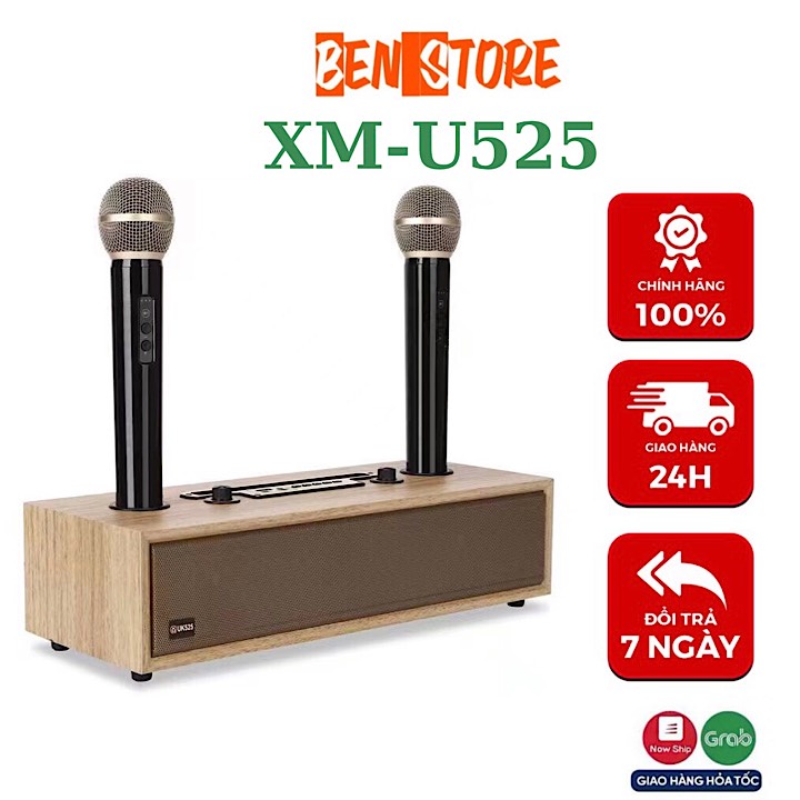 Loa Bluetooth XM-U525 Kèm 2 Micro Karaoke Chính Hãng Âm Thanh Siêu Đỉnh tích hợp 2 micro BH 12 tháng