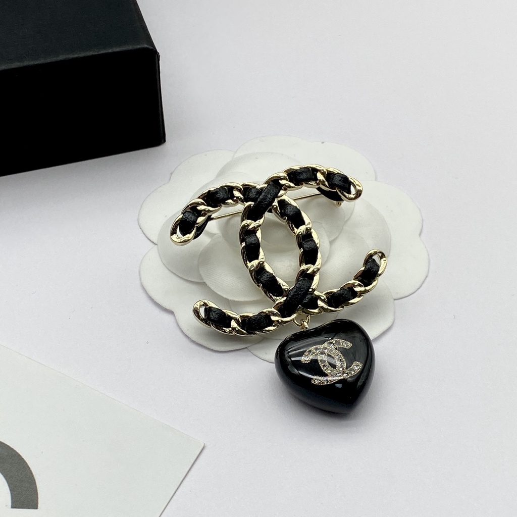 Ghim Cài Áo Hình Trái Tim Đôi Mạ Bạc 925 Thời Trang