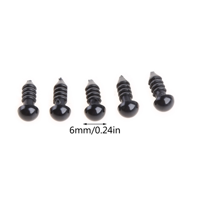 Set 20 Con Mắt Nhựa Màu Đen 6mm An Toàn Dành Cho Búp Bê Teddy-Bear