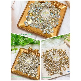 Đá nail - set đá khối mix 100 viên có 3 màu
