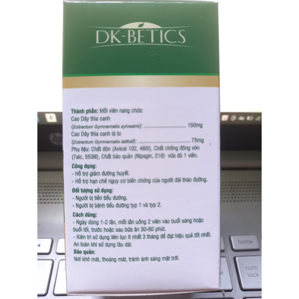 Viên uống tiểu đường DK-BETICS (chính hãng) 60 viên, giúp điều hòa đường huyết, sản phẩm của Đại Học Dược HÀ NỘI
