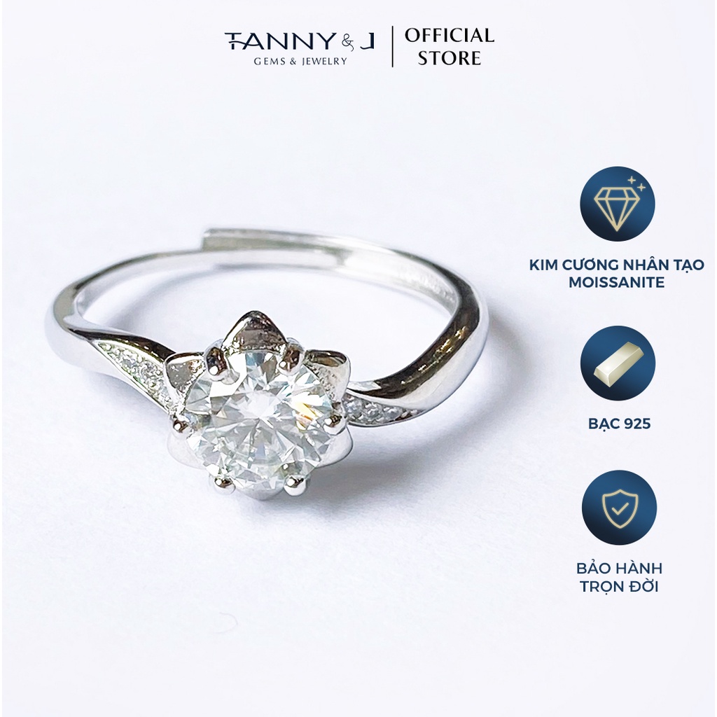 Nhẫn Kim Cương Nhân Tạo Moissanite TANNY&J Thiết Kế Hoa Tinh Tế, Giúp Tôn Vinh Vẻ Đẹp Của Bản Thân