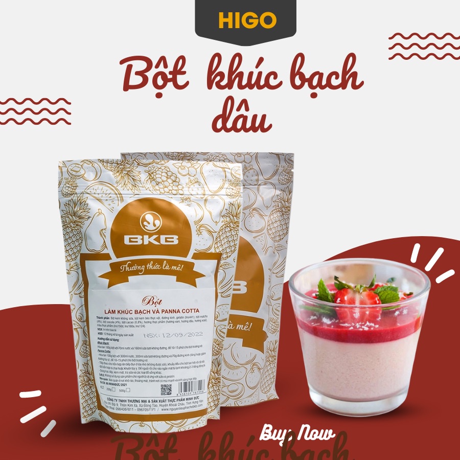 Bột Làm Khúc Bạch Dâu BKB gói 500gr làm topping đồ uống đơn giản, nhanh chóng, dễ sử dụng