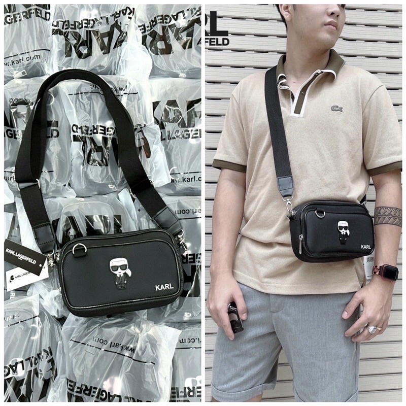 Túi Đeo Chéo Nam Nữ Cao Cấp Mini Karl Chất Liệu Da Si Chống Thấm BÁNH MÌ STORE TÚI ĐEO CHÉO VNXK