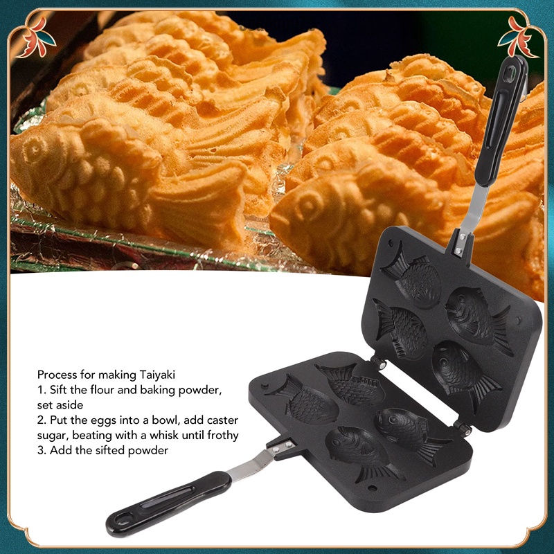 Có thể bán buôn Máy làm bánh hình con cá Taiyaki Không dính Khuôn nướng quế đôi bằng chảo Sodium075 Hàng giao ngay