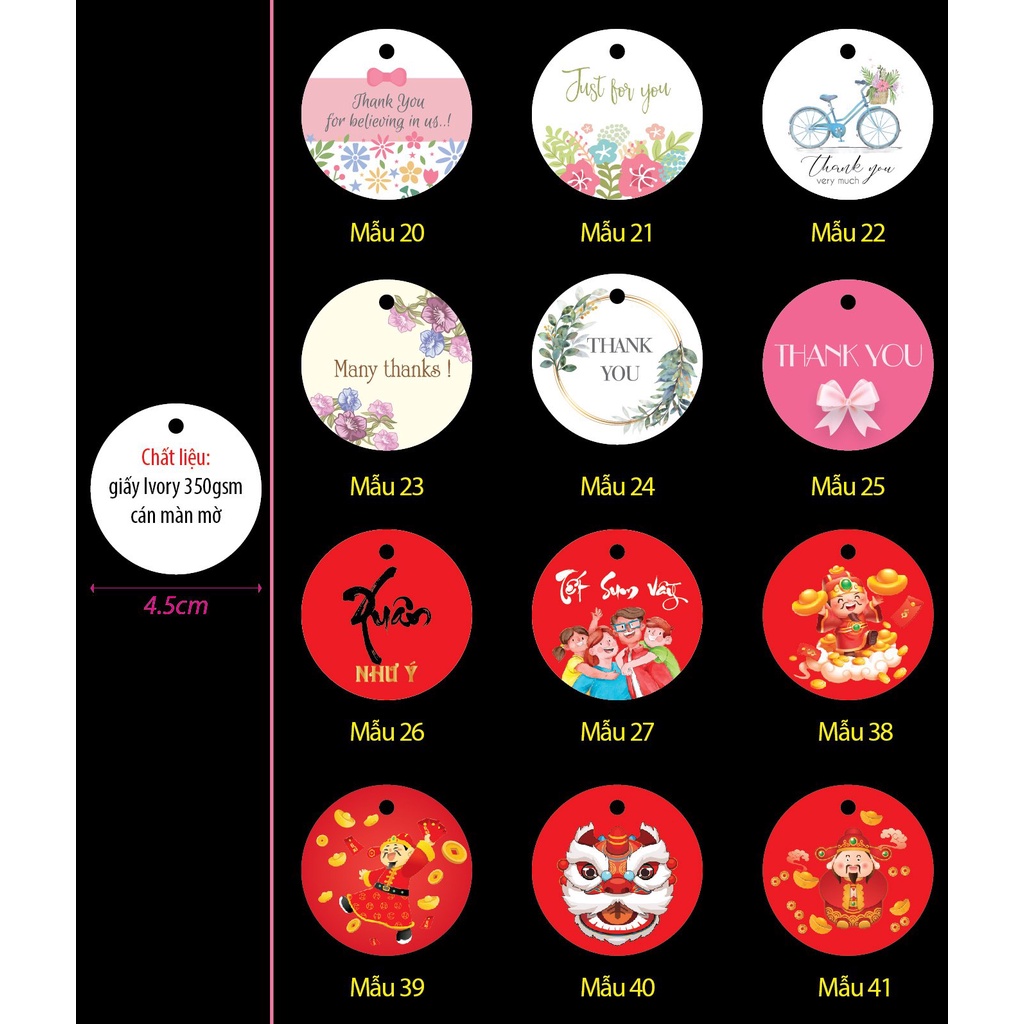 Combo 100 thẻ treo  dùng kèm hộp quà tặng,hộp bánh trung thu handmade